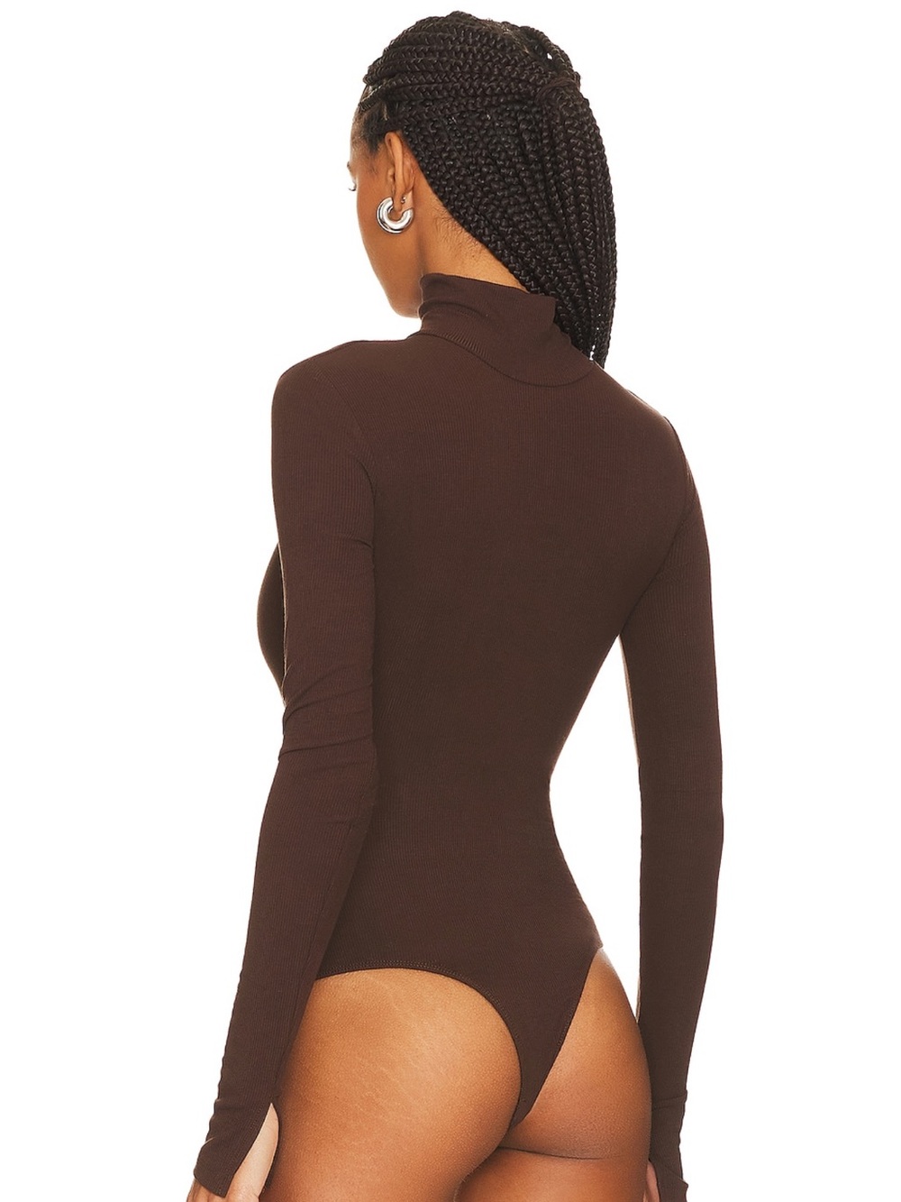 WeWoreWhat Chocolate Brown Ribbed Turtleneck Bodysuit - Picture 4 of 6